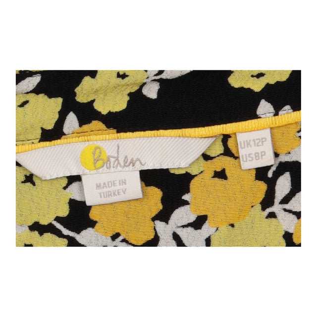 Black & Yellow Floral Long Sleeve Shirt Maxi Dress
