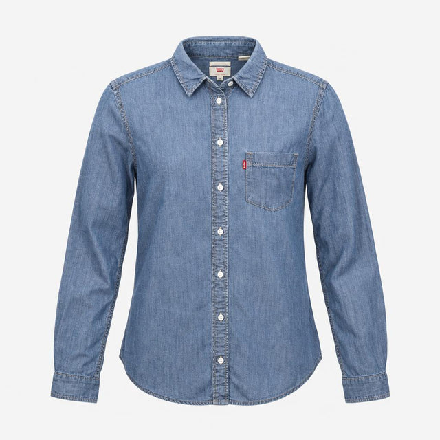 Mid Wash Blue 100% Cotton Denim Red Tab Long Sleev