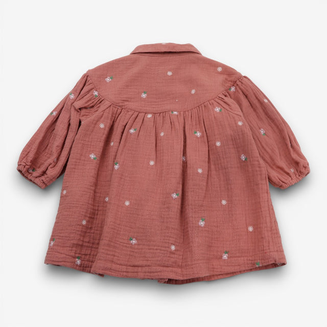 Dress rust muslin LS small flowers