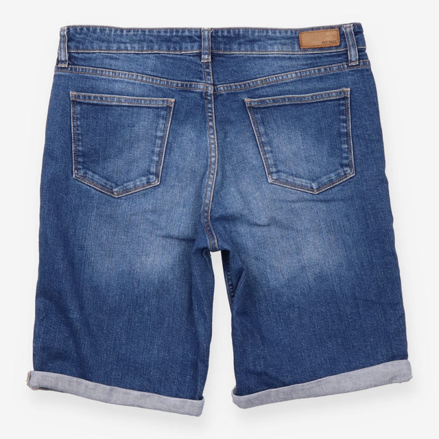 Shorts Blue Denim Turn Up Knee Length Jean Shorts