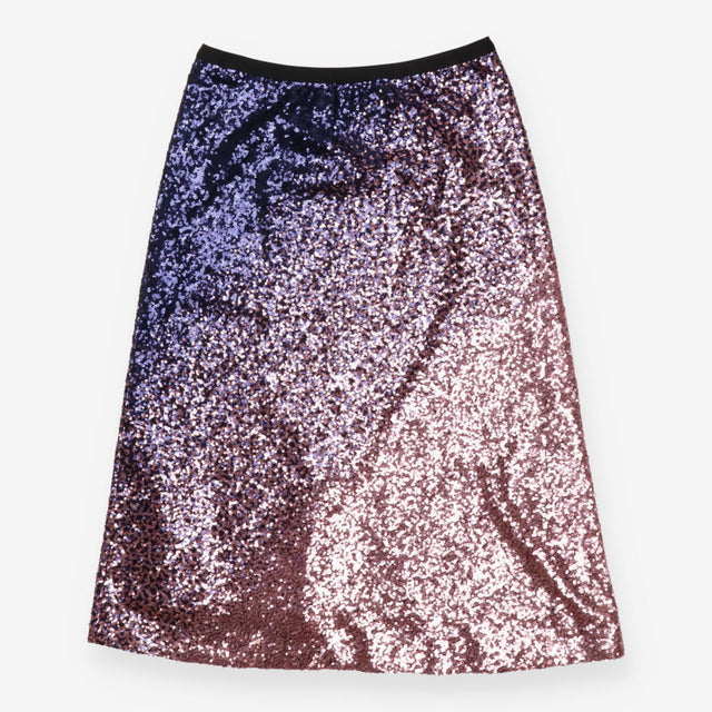 Ombre Sequin Slip Midi Skirt Pink and Purple