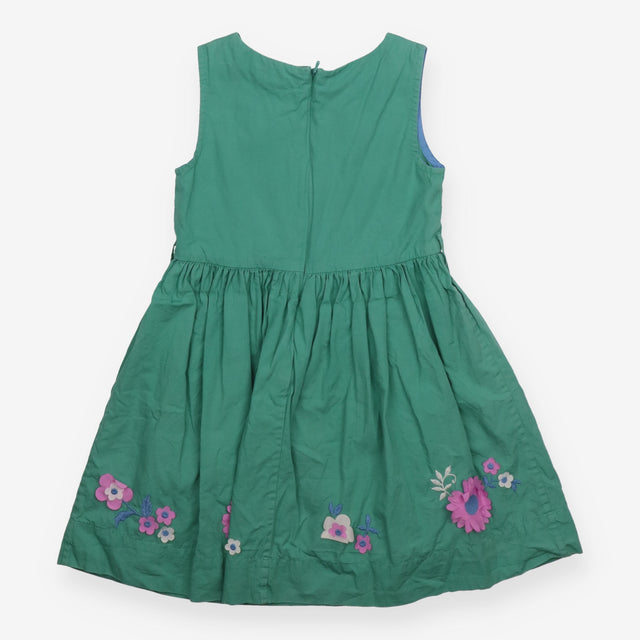 Sleeveless Dress Green with Purple Flowers