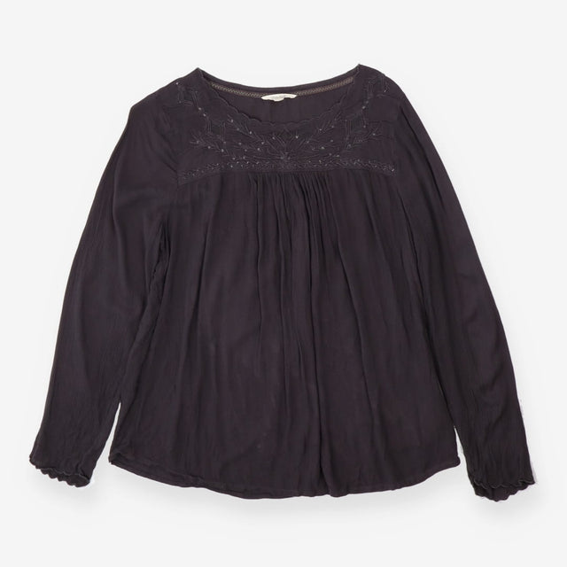 Grey Cupio Flowy Top with Embroidered Neckline