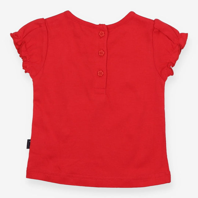 Red frill sleeve t-shirt
