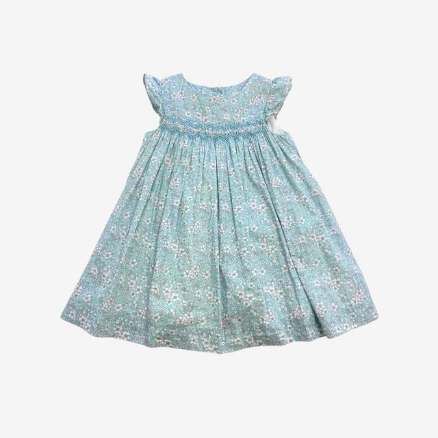 Blue and White Woven Floral Dress