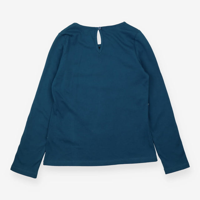 Tee LS blue festive sequin presents