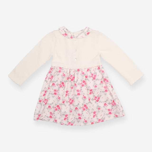 Dress knit and cord white and floral