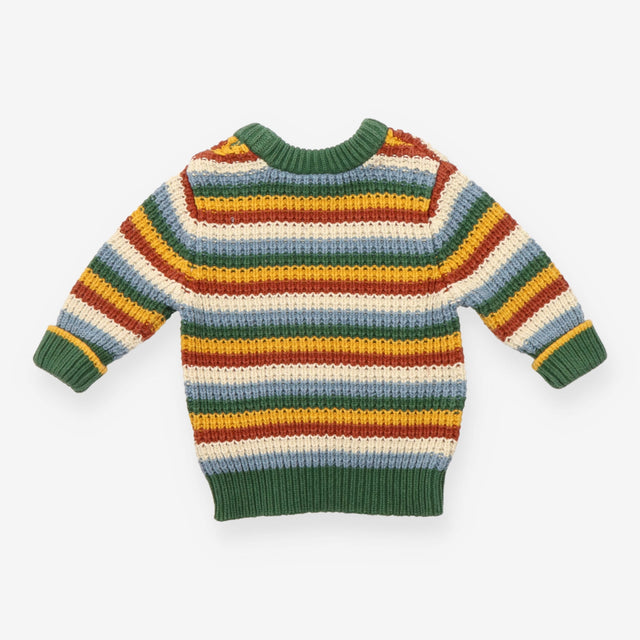 Sweater knit green yellow white stripe