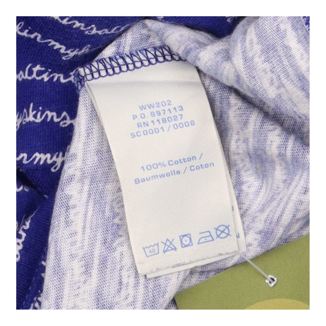 Jersey Dress Blue Script Print Short Sleeve Pocket