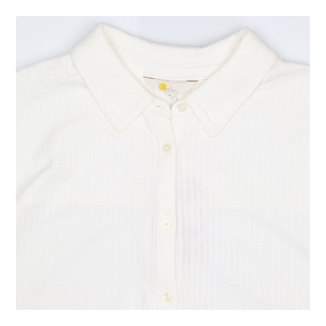 Shirt White Textured Cotton Button Front