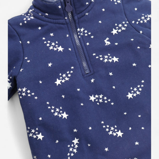 Quarter Zip Navy Stars Fleece Lined