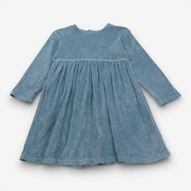 Blue velour long sleeve dress