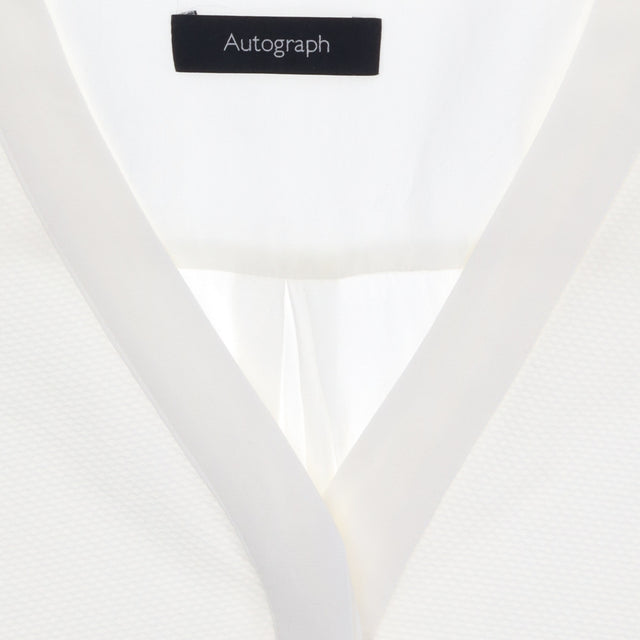 White V Neck Panel Front Blouse Long Sleeve