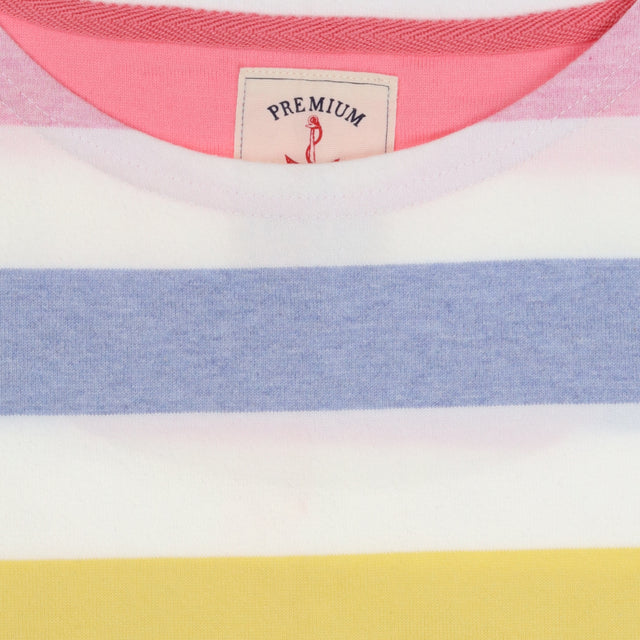Pastel Stripe Midi Dress Short Sleeve Cotton Jerse