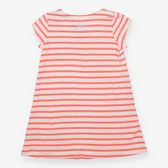 Dress short sleeves orange and white stripe