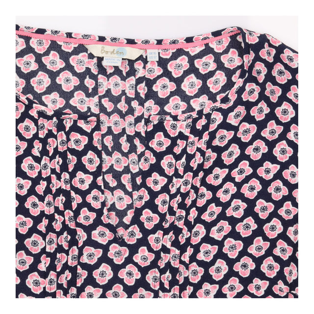 Navy Pink Floral Sleeveless Viscose Tunic Top