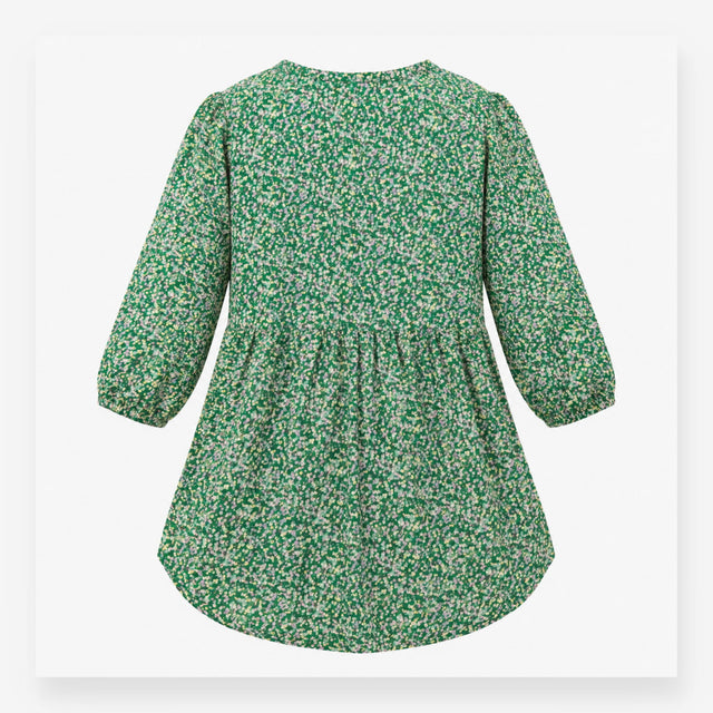 Dress Green Ditsy Floral Button Detail Midi