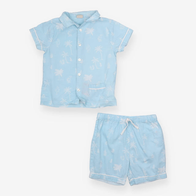Shortie Pyjamas Blue Tropical Monkey