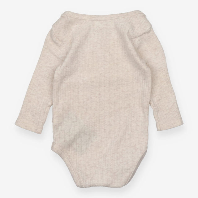 Bodysuit Long Sleeved Ribbed Beige