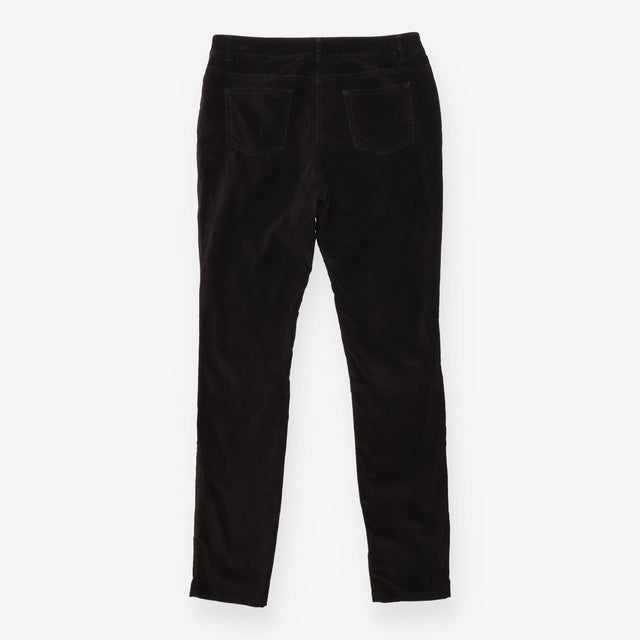 Black Cotton Velvet Straight Leg Trousers