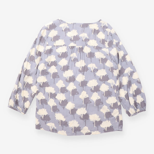 Tree Print Blouse Grey Ivory Viscose 3/4 Sleeve