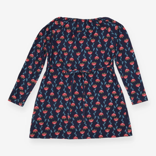 Henley Top Navy Red Floral Organic Cotton