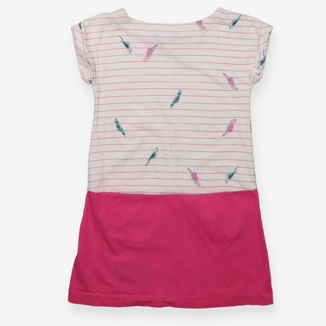 Jersey Dress Top Half White with Pink Strips and P