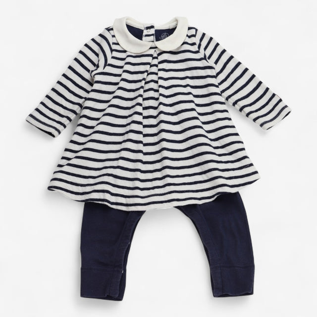 Navy Striped Romper Dress