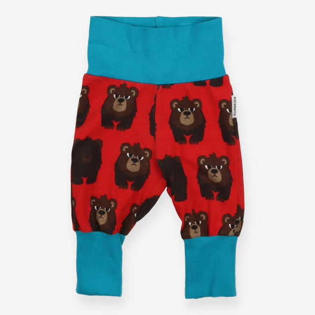 Cuffed joggers red with brown bears