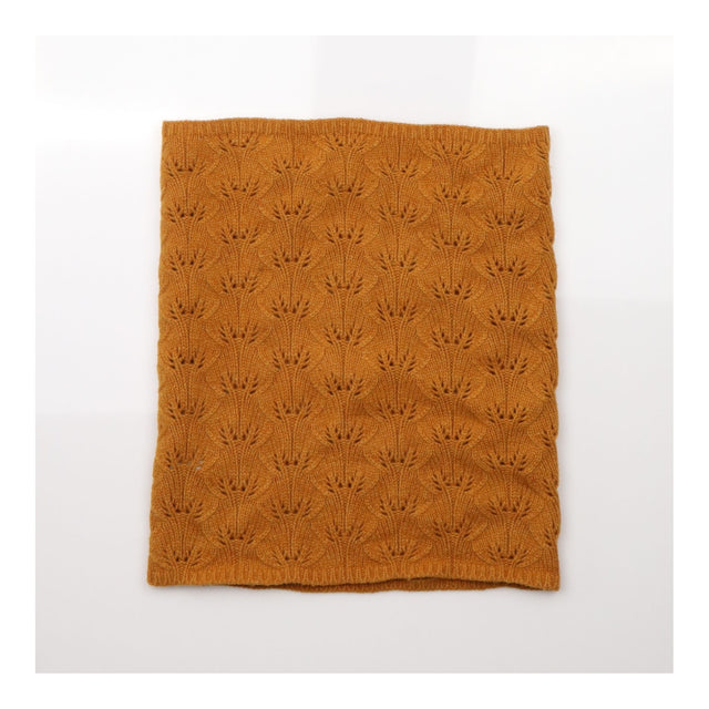 Snood Ochre Mustard Yellow Merino Wool Lace Knit S