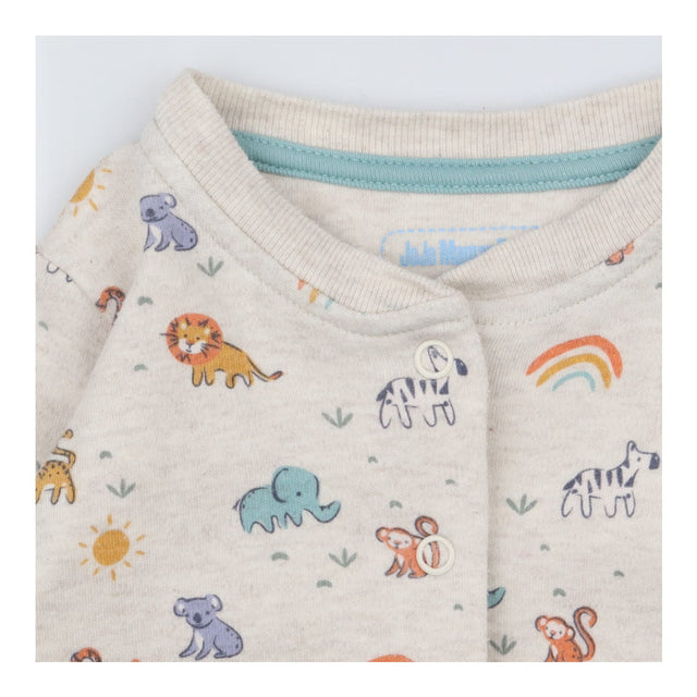 Grey jungle friends sleepsuits rainbows