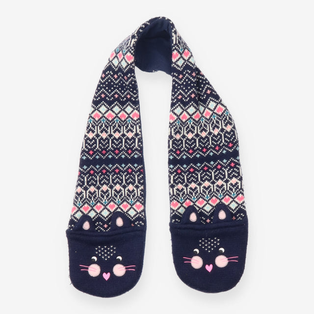Navy Bunny Scarf with Built-In Mittens