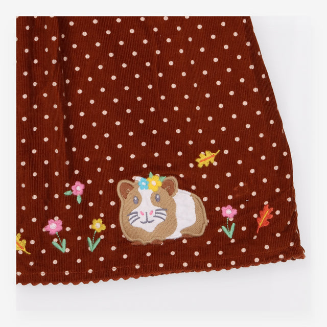 Pinafore Cord Brown Guinea Pigs Applique