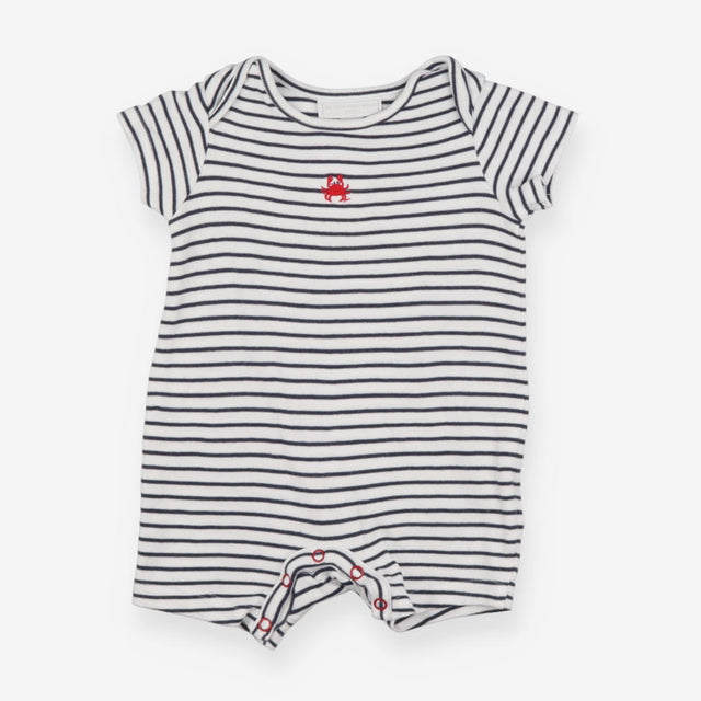 Romper white blue stripe small crab