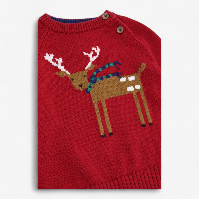 Jumper Red Knitted with Reindeer
