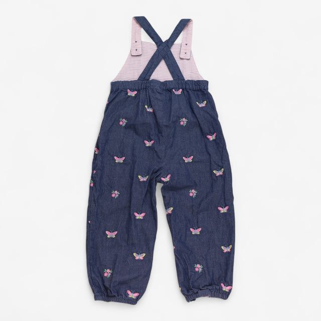 Dungarees navy with flower and butterfly applique