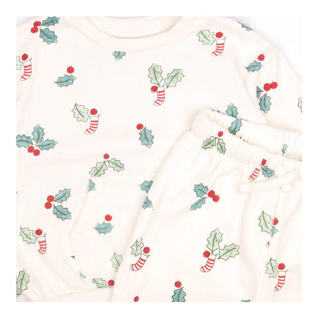 Sweater & Joggers White Festive Holly Print