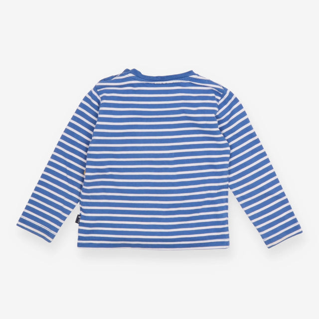 Tee blue white stripe yellow digger green dino