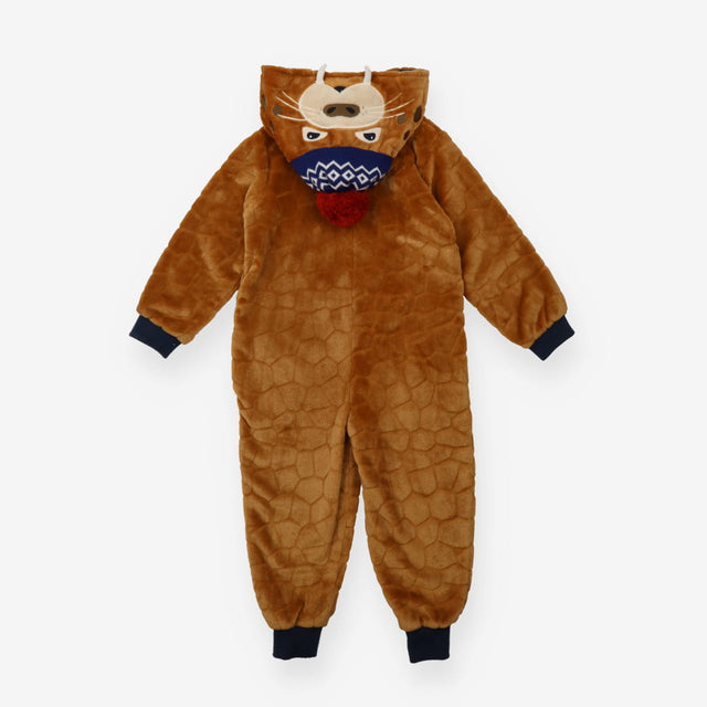 Fleece Onesie Brown Walruses Hood with Pompom Hat