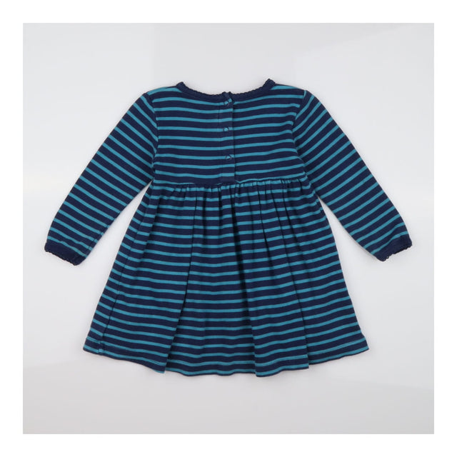 Dress Long Sleeved Blue Striped Reindeer and Robin