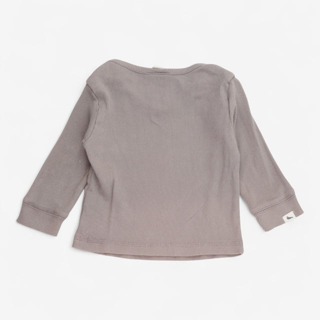 T-shirt long sleeve taupe ribbed
