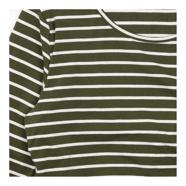 Top Khaki Green White Striped Nursing Breastfeedin
