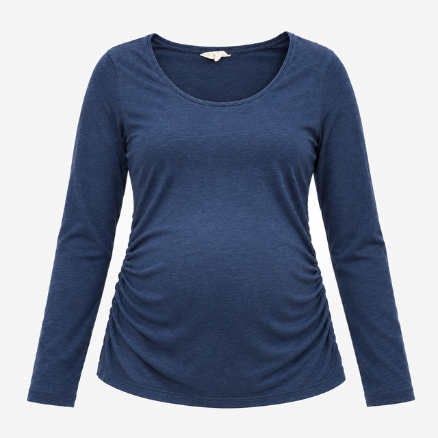 Maternity Top Blue Marl Organic Cotton Long Sleeve