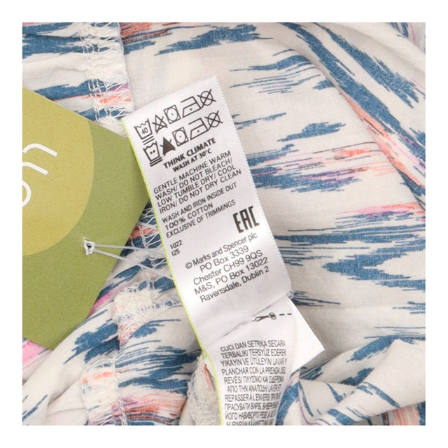 Dress Printed White Mix Short Sleeve Midi Belted