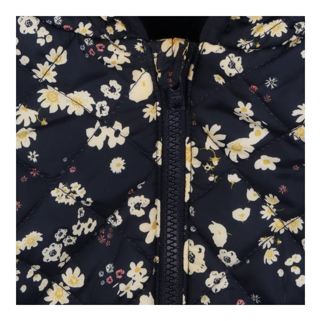 Navy Floral Padded Jacket with Fleece Lining