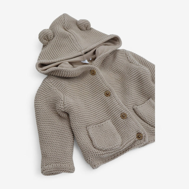 Knit Hooded Cardigan Oatmeal