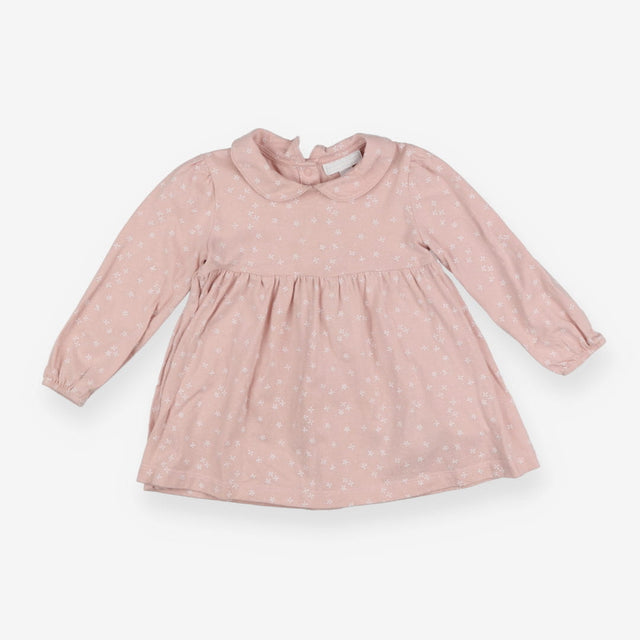 Dress pink with white flowers collared