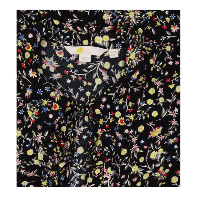 Dress Black Floral Tie Neck Long Sleeve Midi