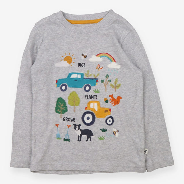 T-Shirt Long Sleeved Grey Dig, Plant Grow!