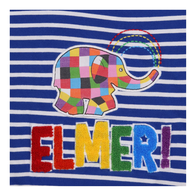 Tee Elmer The Elephant Navy Strip Applique